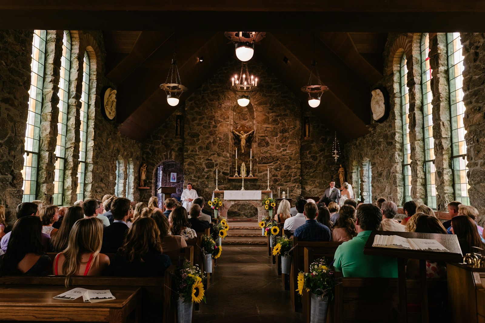 Sunlit church sanctuary
